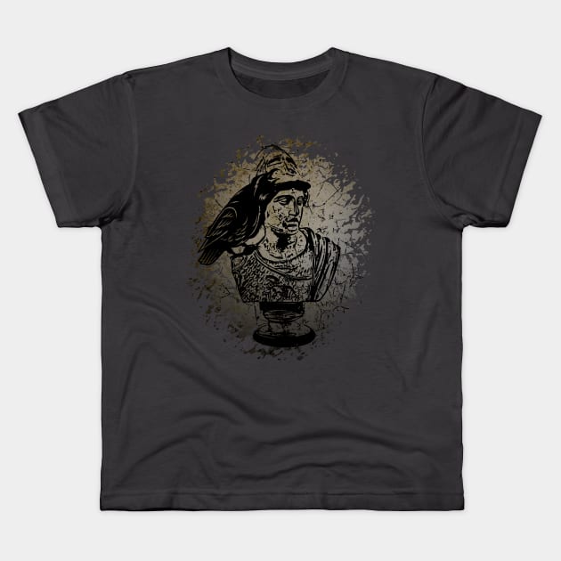 Raven Crow - Bust Of Goddess Pallas Athena 2 Kids T-Shirt by EDDArt